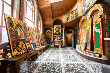 Canvas Print - Hall with christian orthodox icons