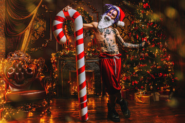 Wall Mural - christmas tattooed robber