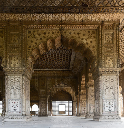 The Pillars And Interior Of Diwan I Khas In Historic Red