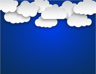 Poster - Set paper white clouds in blue sky – stock vector