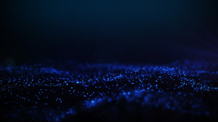 Fototapete - Blue particles abstract blurred glowing background computer generated graphics