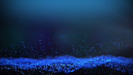 Fototapete - Blue particles abstract blurred glowing background computer generated graphics