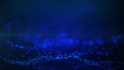 Fototapete - Blue particles abstract blurred glowing background computer generated graphics