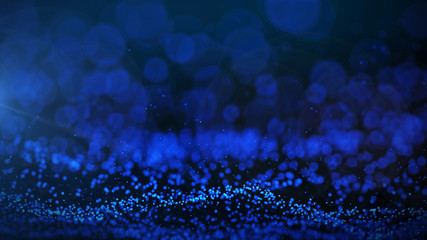 Fototapete - Blue particles abstract blurred glowing background computer generated graphics
