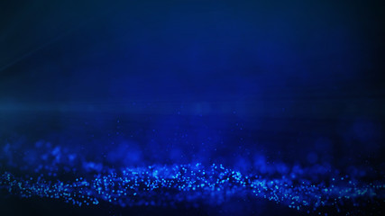 Fototapete - Blue particles abstract blurred glowing background computer generated graphics