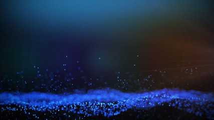 Fototapete - Blue particles abstract blurred glowing background computer generated graphics