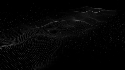 Poster - 3D abstract digital wave particles. Futuristic vector illustration. Abstract background. - Vector