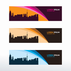 Wall Mural - horizontal web banner with city skyline background vector