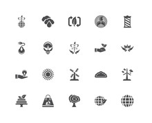 Set Of 20 Icons Such As World, Ecology, Tree, Recycling Bags, Ca