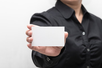 Wall Mural - Woman hand holding a business card