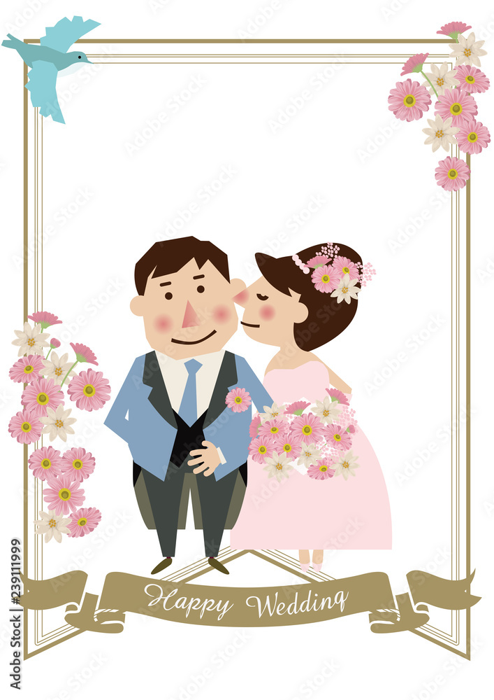 Fototapeta ウェディングカードのバリエーション ウェディングカードの素材 花嫁と花婿のイラスト 結婚式のためのデザイン 花婿と花嫁のクリップアート 結婚式のフレームデザイン Do Salonu Fototapety Ecowall24 Pl