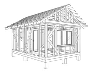 Poster - Private house sketch. Vector