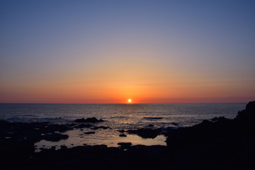 山形　日本海に沈む夕日