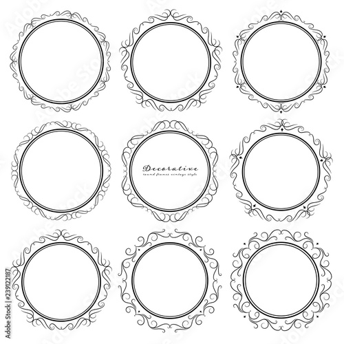 Foto Set of decorative round frames vintage style