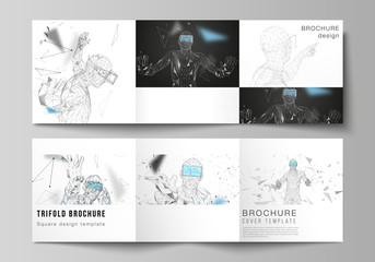 Poster - the minimal vector editable layout of two square format covers design template for trifold square br