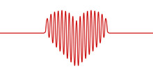 Heart Shape Wavy Line, Vector Heartbeat Hand Drawn, Concept Health And Healthy Lifestyle