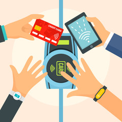 Poster - nfc payment method concept background. flat illustration of nfc payment method vector concept backgr