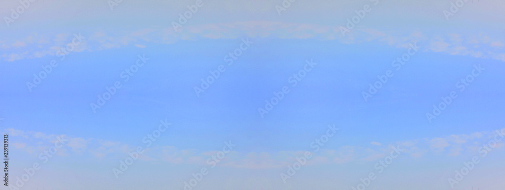 Empty Blue Sky Background, Simple Natural Texture Template of Sky with Small Clouds. Backdrop of Pale Light Bright Blue Color, Blur Sky Texture, Blank Wallpaper, Poster or Banner for Copy Space