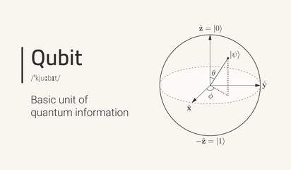 qubit concept representation. visualization of quantum bit. monochrome clean background.