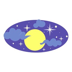 Poster - Full moon on sky icon. Cartoon of full moon on sky vector icon for web design isolated on white background