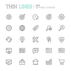 Fototapete - Collection of seo related line icons. Editable stroke