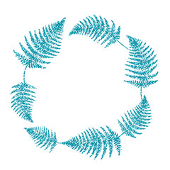 Wall Mural - Leaf Frame. Cute Blue Glitter. Vector