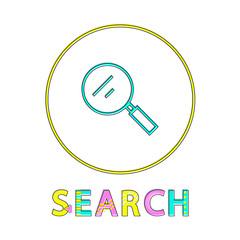 Poster - Search Bright Linear Round Icon with Magnifier