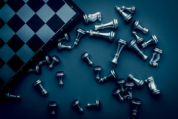 Wall Mural - business strategy metaphor ideas concept with chess board game and free copy space