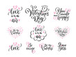 © Irina - vector Set of black hand lettering love phrases quotes to valentines day, love concept, wedding design template, hearts