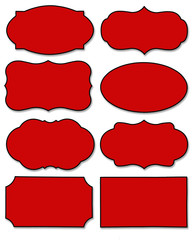 Wall Mural - set of red label with different shape isolated on white background.