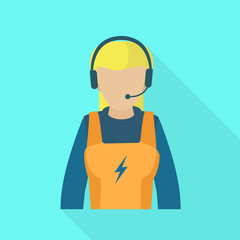 Poster - Electric call center woman icon. Flat illustration of electric call center woman vector icon for web design