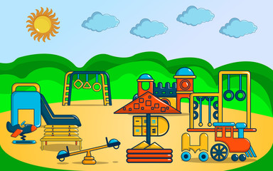 Poster - Playground concept banner. Cartoon banner of playground vector concept for web, giftcard and postcard