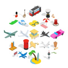 Poster - Memorable place icons set. Isometric set of 25 memorable place vector icons for web isolated on white background