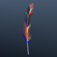 Sticker - Abstract feather icon. Realistic illustration of abstract feather vector icon for web design