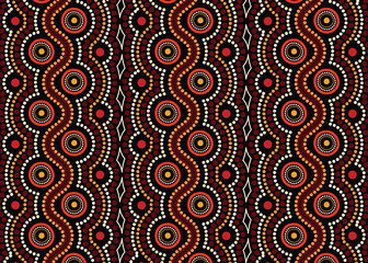 Wall Mural - Aboriginal dot art vector seamless pattern  background. 