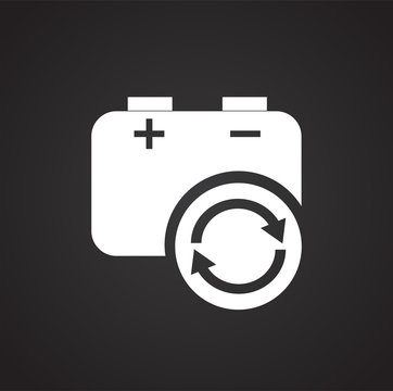 Battery recycle icon on black background for graphic and web design, Modern simple vector sign. Internet concept. Trendy symbol for website design web button or mobile app