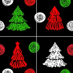 Background of christmas trees with rounds