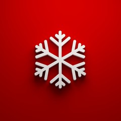 Wall Mural - snowflake in red background. 3d render illustration