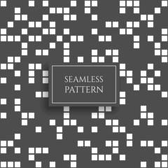 Poster - Abstract white square pixel mosaic seamless pattern on gray background. Vector illustration.