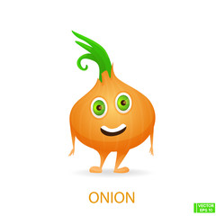 Wall Mural - Cute onion vegetables character cartoon.