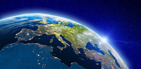 Wall Mural - europe from space city lights