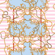 Baroque patch with golden chains and belts. Seamless pattern for scarfs, print, fabric.
