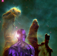 Wall Mural - cyborg in deep space