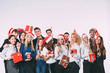 © BestForYou - Holiday. Young beautiful people having fun on a white background.