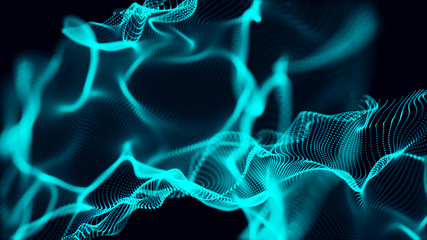 Poster - Abstract background of data flow. Dust particles.Futuristic technology element. 3D rendering.