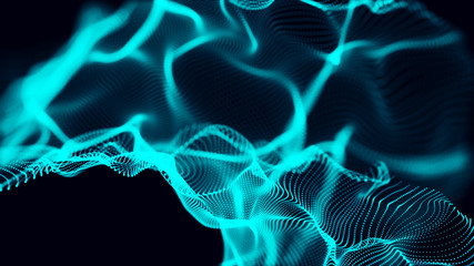 Poster - Abstract background of data flow. Dust particles.Futuristic technology element. 3D rendering.