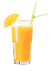 Wall Mural - glass of fresh orange juice isolated on white background