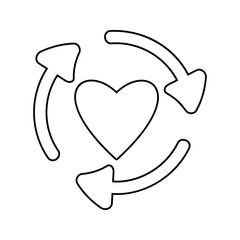 Poster - arrows in the circle of the heart icon. Element of cyber security for mobile concept and web apps icon. Thin line icon for website design and development, app development