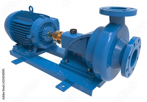 Cuadros en Lienzo Electric water pump 3d illustration isolated on the white background