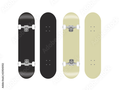 Fotografía skateboard vector template illustration set (black/white)